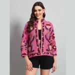 Women's Pink Suzani Embroidery Cotton Jacket