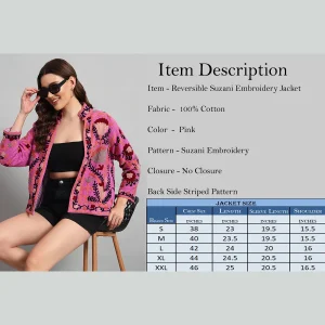 Women's Pink Suzani Embroidery Cotton Jacket - Image 11