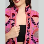 Women's Pink Suzani Embroidery Cotton Jacket - Image 7