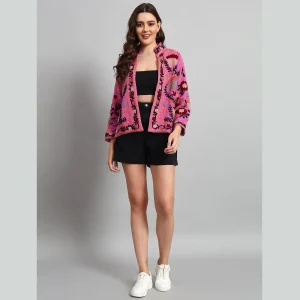 Women's Pink Suzani Embroidery Cotton Jacket - Image 6