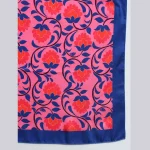 Women's Rectangle Satin Silk Neck Scarf Pink & Blue Floral - Image 7