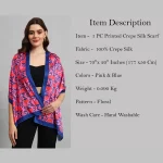 Women's Rectangle Satin Silk Neck Scarf Pink & Blue Floral - Image 8