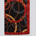 Women's Rectangle Satin Silk Neck Wrap Scarf ( Black Abstract ) - Image 7