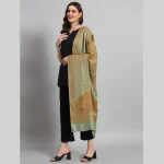 Women's Traditional Kashmiri Green Floral Wool Stole - Image 4