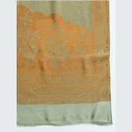 Women's Traditional Kashmiri Green Floral Wool Stole - Image 6