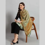 Women's Traditional Kashmiri Green Floral Wool Stole