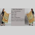 Women's Traditional Kashmiri Green Floral Wool Stole - Image 8