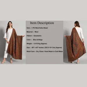 Women's Wedding Wrap Blue Geometric Shawl - Image 9