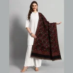 Women's Winter Soft Wool Wrap Shawl (Black Leaf) - Image 2