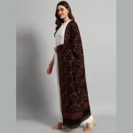 Women's Winter Soft Wool Wrap Shawl (Black Leaf) - Image 4