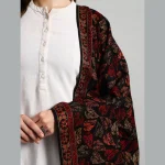 Women's Winter Soft Wool Wrap Shawl (Black Leaf) - Image 8