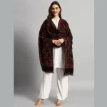Women's Winter Soft Wool Wrap Shawl (Black Leaf) - Image 5
