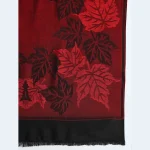 Women's Wool Scarf Pashmina Red & Black Leaf Stole - Image 6
