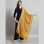 Yellow Check & Paisley Party Wrap Soft Wool Stole - Image 2