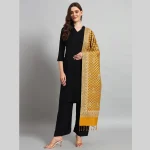 Yellow Check & Paisley Party Wrap Soft Wool Stole - Image 3