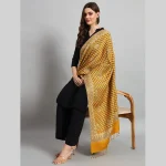 Yellow Check & Paisley Party Wrap Soft Wool Stole