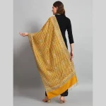 Yellow Check & Paisley Party Wrap Soft Wool Stole - Image 7