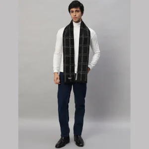 100%Cashmere Fashionable Scarves Black Checks Muffler - Image 3