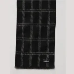 100%Cashmere Fashionable Scarves Black Checks Muffler - Image 6
