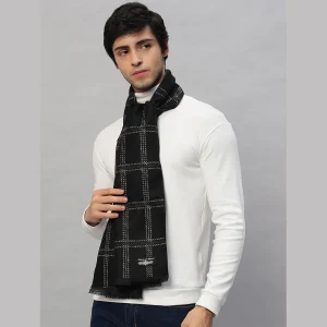 100%Cashmere Fashionable Scarves Black Checks Muffler - Image 5