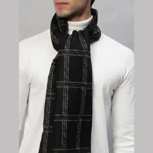 100%Cashmere Fashionable Scarves Black Checks Muffler - Image 4