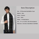 100%Cashmere Fashionable Scarves Black Checks Muffler - Image 7