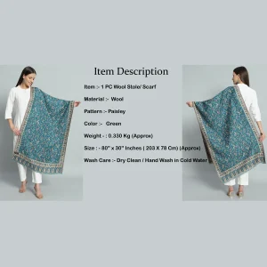Beautiful Green Paisley Cashmere Shawl/Stole - Image 8