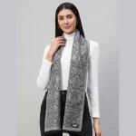 Beautiful Grey Floral Neck Wraps Wool Scarf