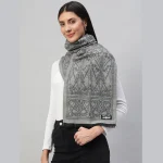 Beautiful Grey Floral Neck Wraps Wool Scarf - Image 3