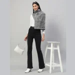 Beautiful Grey Floral Neck Wraps Wool Scarf - Image 2