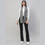 Beautiful Grey Floral Neck Wraps Wool Scarf - Image 4