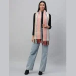 Beautiful Red Striped Wrap Scarves Soft Wool Neck Wraps - Image 4