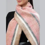 Beautiful Red Striped Wrap Scarves Soft Wool Neck Wraps - Image 5