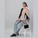 Beautiful Red Striped Wrap Scarves Soft Wool Neck Wraps - Image 2