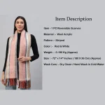 Beautiful Red Striped Wrap Scarves Soft Wool Neck Wraps - Image 7