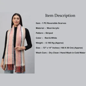 Beautiful Red Striped Wrap Scarves Soft Wool Neck Wraps - Image 7