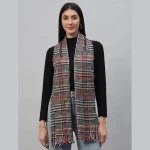 Black Check Pattern Winter Wrap Wool Scarf