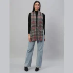 Black Check Pattern Winter Wrap Wool Scarf - Image 3