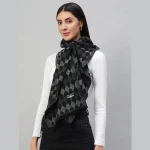 Black & Grey Checks Winter Cashmere Scarf - Image 3