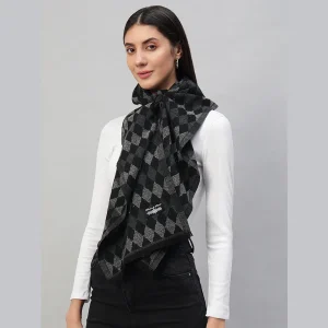 Black & Grey Checks Winter Cashmere Scarf - Image 3