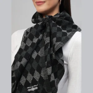 Black & Grey Checks Winter Cashmere Scarf - Image 5