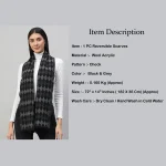 Black & Grey Checks Winter Cashmere Scarf - Image 7