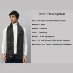 Cashmere Made Dark Grey Checked Muffler - Image 7