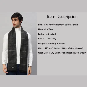 Cashmere Made Dark Grey Checked Muffler - Image 7