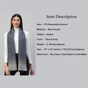 Cashmere Neck Wraps Blue & Grey Ombre Wool Muffler - Image 7