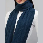 Cashmere Teal Blue Scarf Winter Knitted Neck Wraps - Image 5
