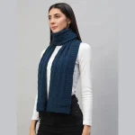 Cashmere Teal Blue Scarf Winter Knitted Neck Wraps - Image 3