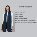Cashmere Teal Blue Scarf Winter Knitted Neck Wraps - Image 7