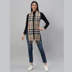 Fashion Plaid Check Scarf Women Warm Beige Scarves - Image 3