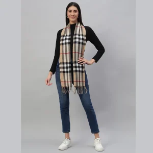 Fashion Plaid Check Scarf Women Warm Beige Scarves - Image 3
